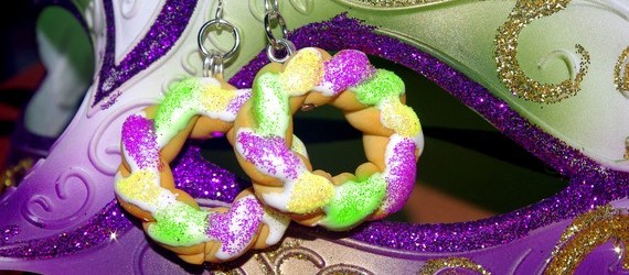 Handmade Mardi Gras King Cake Jewelry