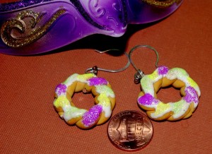 Mardi Gras King Cake Dangle Earrings
