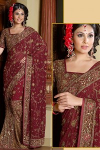 Carmine red Saree