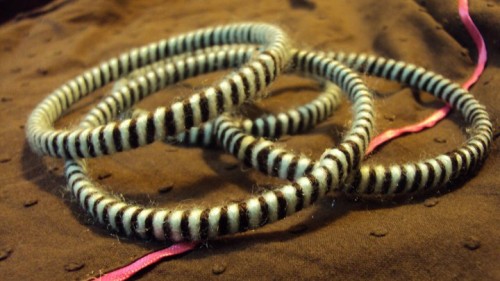 Hairy thread wrapped bangles