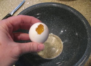 Poked egg in a bowl