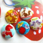 Colorful Japanese horse Rabbit Bird Squirrel Woodland Animal Fabric Buttons