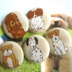 Cream Dog Puppy Animal Children Handmade Fabric Buttons