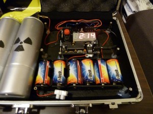 Defusable Alarm Clock Bomb in Briefcase