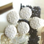 Ivory off white Cotton Lace Flowers Floral Handcrafted Fabric Buttons