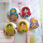 Kokka Rainbow Russian Matryoshka Doll Handmade Fabric Buttons