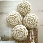 Large Beige Cream Cotton Rose Flower Floral Lace Handmade Fabric Buttons