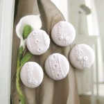 Off White Floral Eyelet Lace Handmade Fabric Buttons