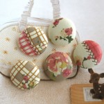 Retro Pink Brown Cream Floral Fabric Buttons