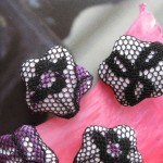 White Black and Purple Floral Lace Flower Shape Handmade Buttons