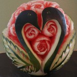 Carved Watermelon - Ducks in Heart Shape