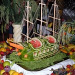 Carved Watermelon Ship