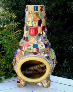 Colorful and Beautiful Mosaic Chiminea
