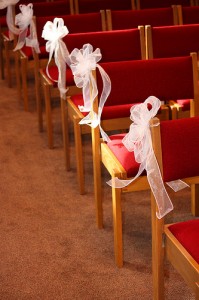 Ribbon Decoration to Inner Aisle Chairs