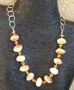 Shell Orange Necklace - Handmade Beaded Jewelry