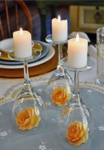 Glass and Flower Centerpiece