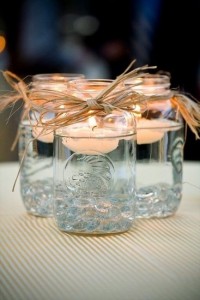 Mason Jars and Tea Lights Wedding Centerpieces