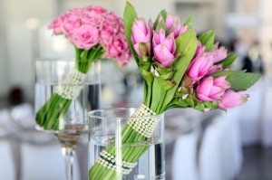 Pearl Wrapped Bouquets Centerpiece