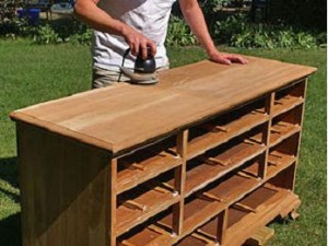 Sanding the Wooden Rack