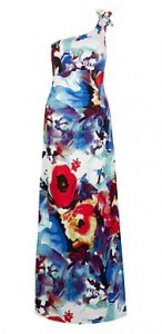 Apricot Blue Poppy One Shoulder Maxi Dress