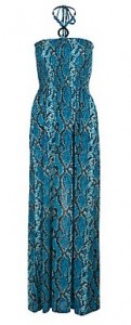 Brave Soul Turquoise Snake Print Halterneck Maxi Dress