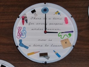 School Supplies Clock