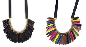 Leather Feather Necklace - Multicolor and Black