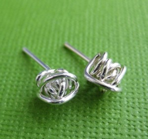 Wire Knot Silver Stud Handmade Earrings