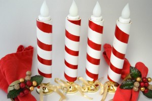 Candy Cane Themed Battery Powered Candles
